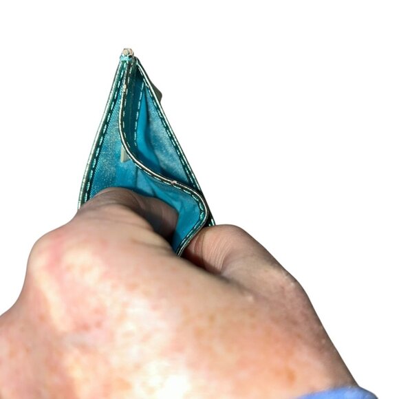 Spring Street Turquoise Metallic Gem Embellished ID Credit Card Holder Wallet - Picture 5 of 5